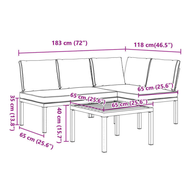 Set Canapea De Grădină, 3 Piese, Cu Perne, Negru, Aluminiu