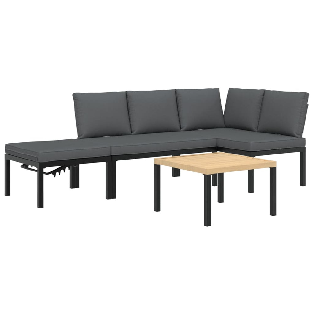 Set Mobilier De Grădină Cu Perne, 4 Piese, Negru, Aluminiu