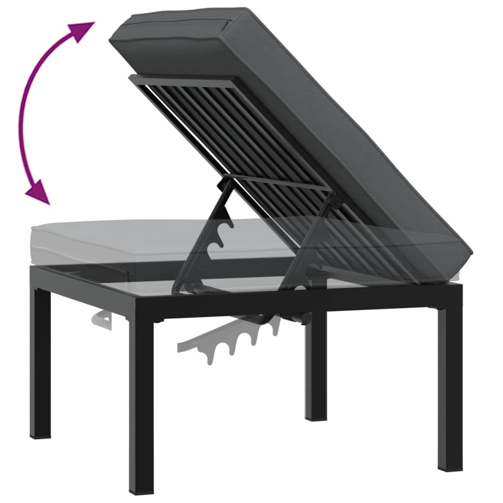 Set Mobilier De Grădină Cu Perne, 4 Piese, Negru, Aluminiu