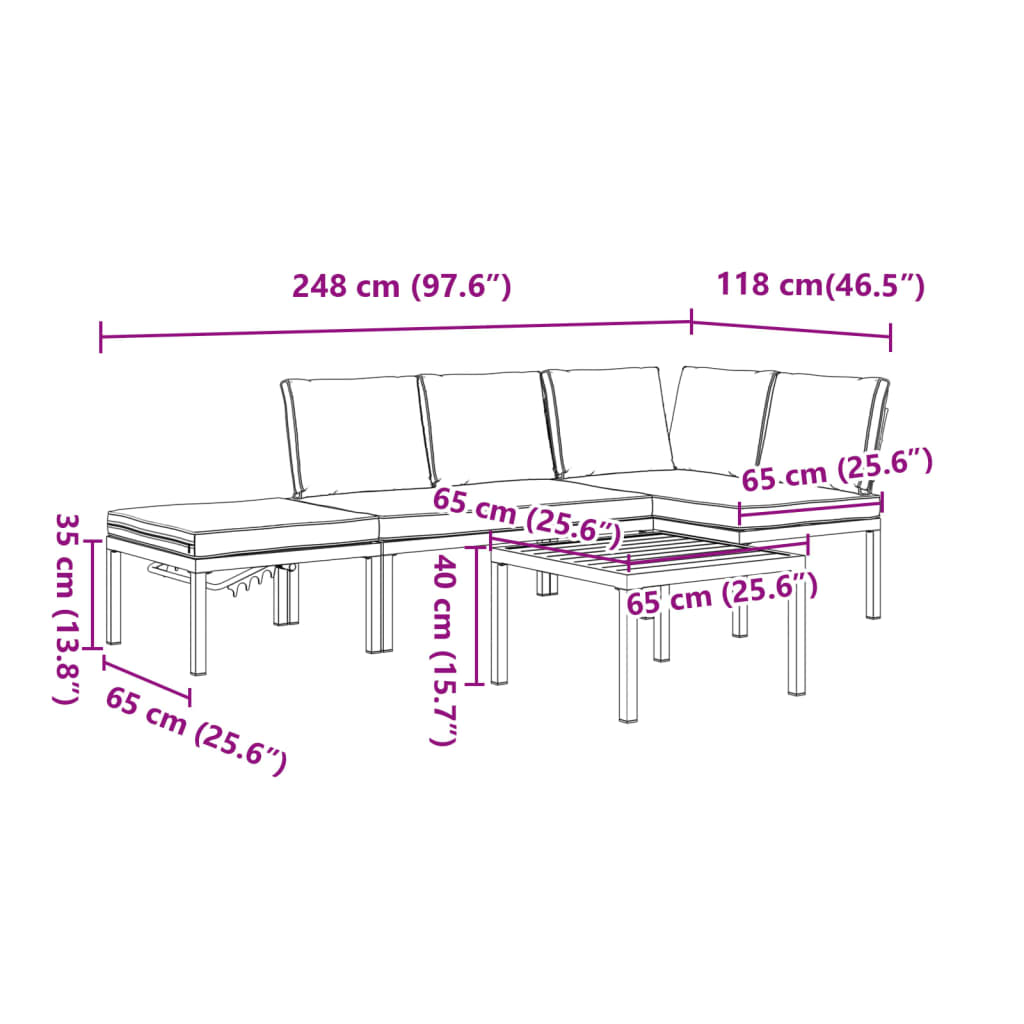 Set Mobilier De Grădină Cu Perne, 4 Piese, Negru, Aluminiu