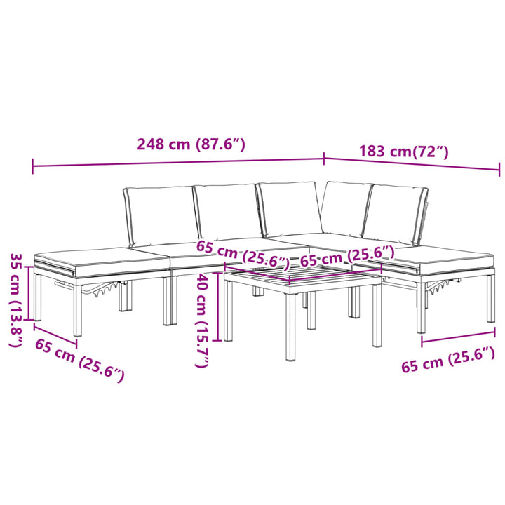 Set Canapea De Grădină, 5 Piese, Cu Perne, Negru, Aluminiu