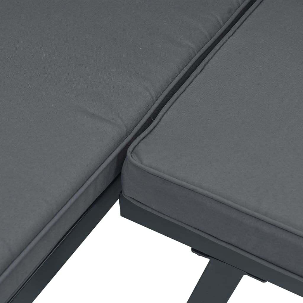 Set Canapea De Grădină, 2 Piese, Cu Perne, Negru, Aluminiu