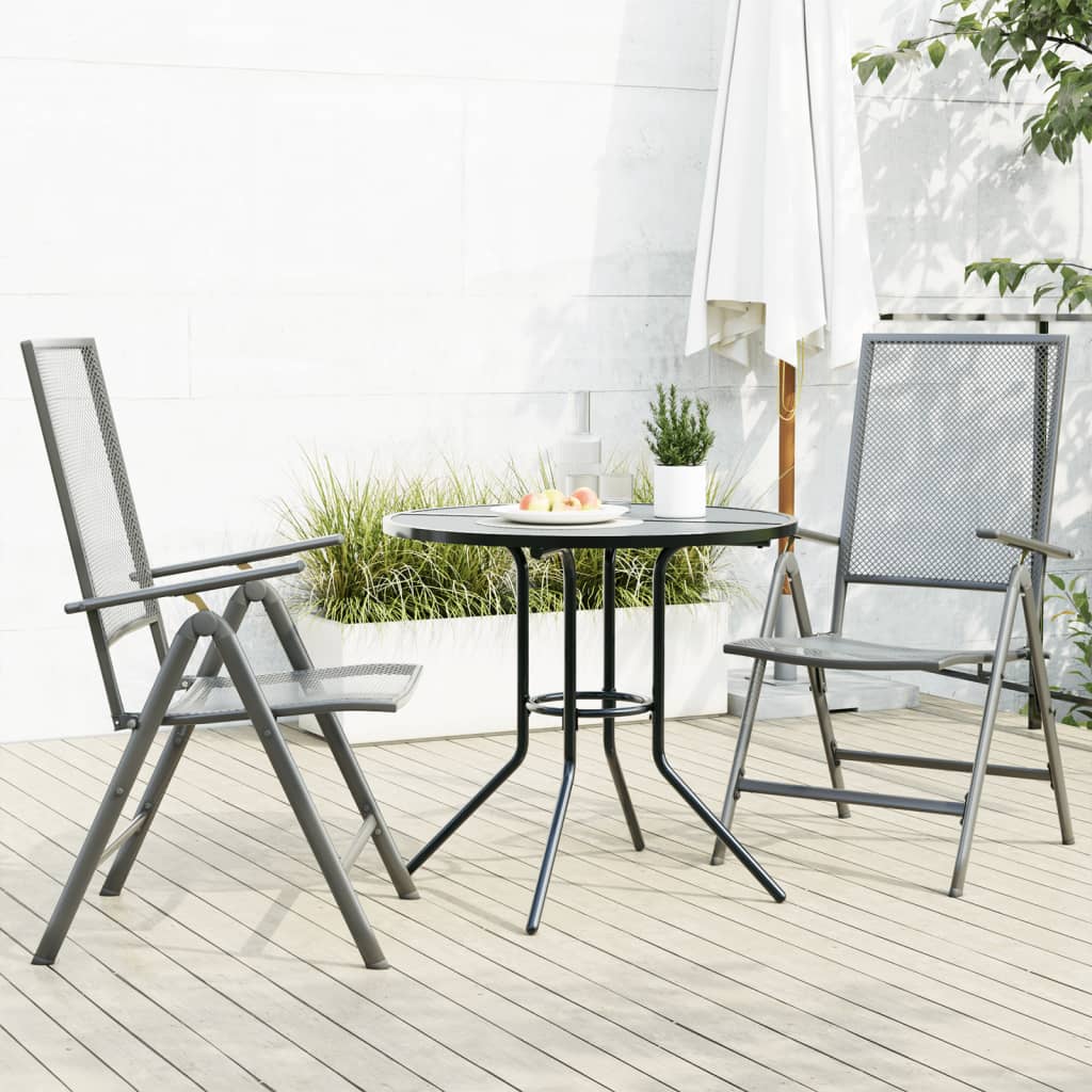 Set Scaune De Grădină Rabatabile, 7 Buc., Antracit, Oțel Vopsit