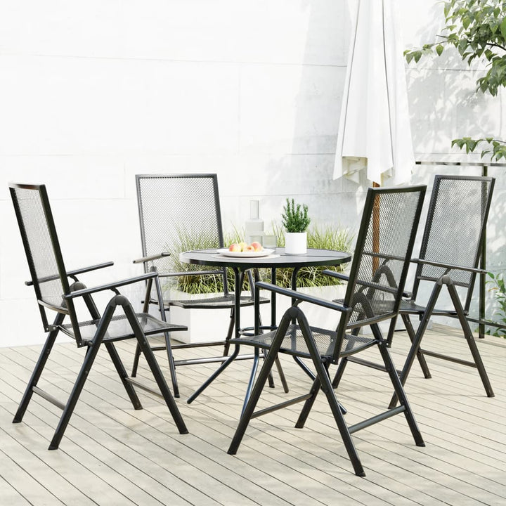 Set Scaune De Grădină Rabatabile, 7 Buc., Antracit, Oțel Vopsit