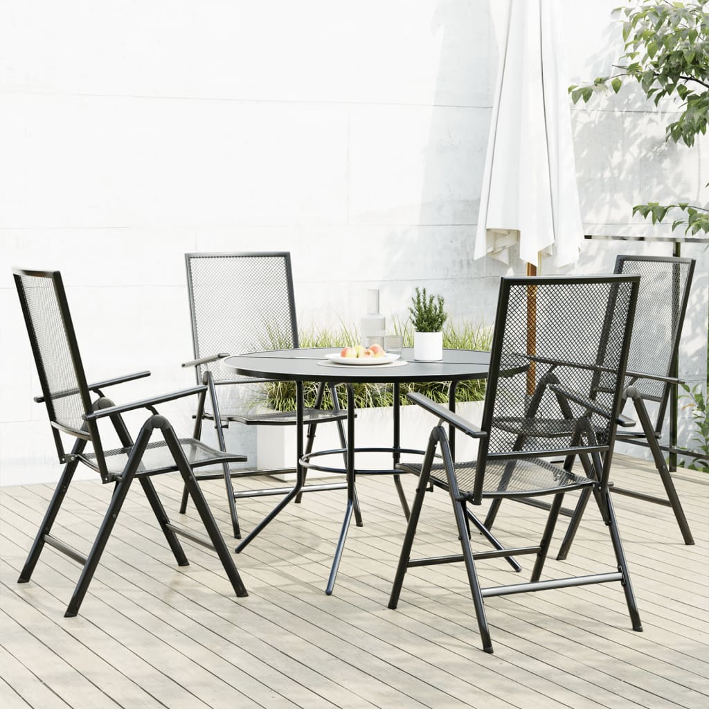 Set Scaune De Grădină Rabatabile, 7 Buc., Antracit, Oțel Vopsit
