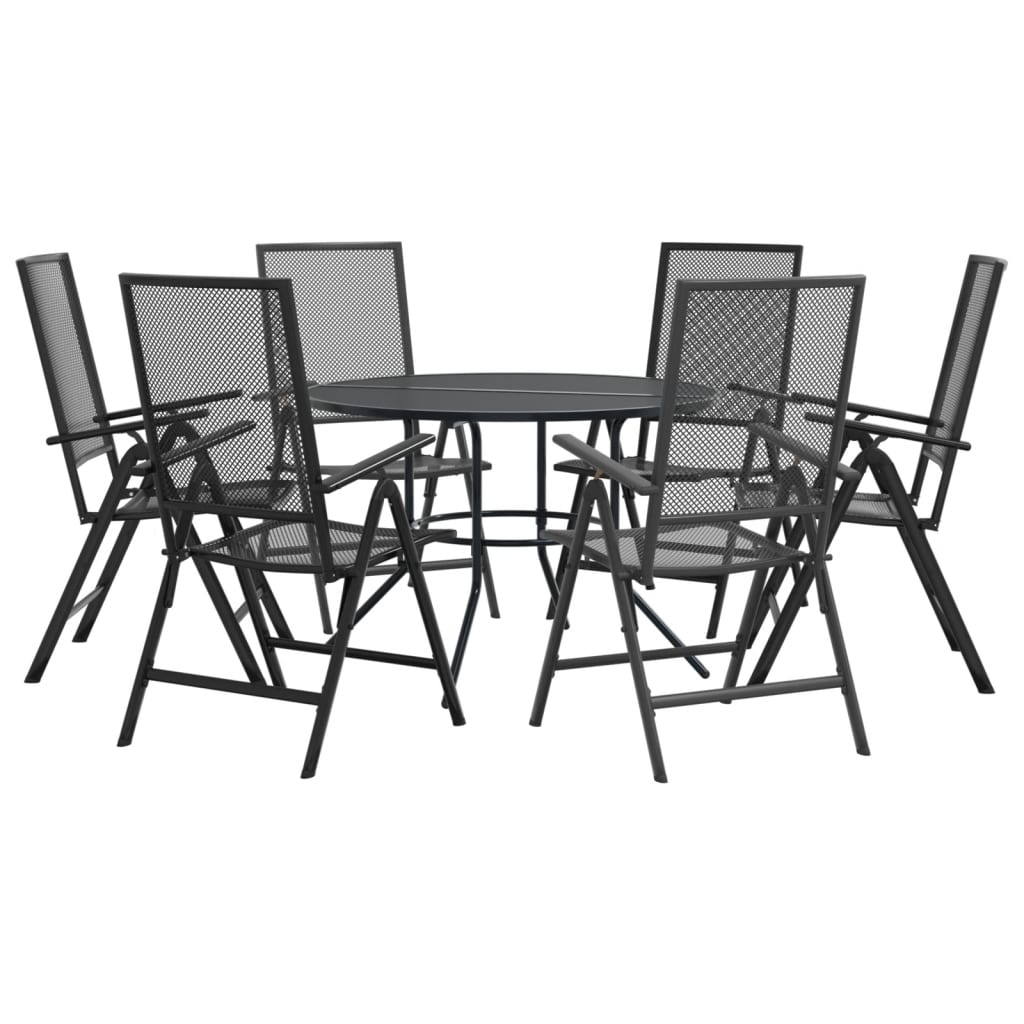 Set Scaune De Grădină Rabatabile, 7 Buc., Antracit, Oțel Vopsit