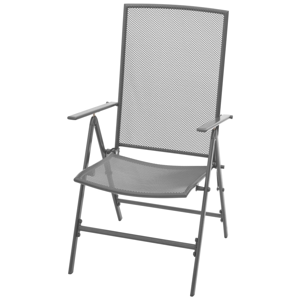 Set Scaune De Grădină Rabatabile, 7 Buc., Antracit, Oțel Vopsit