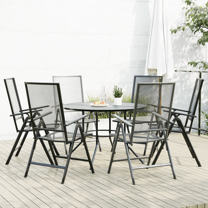 Set Scaune De Grădină Rabatabile, 7 Buc., Antracit, Oțel Vopsit