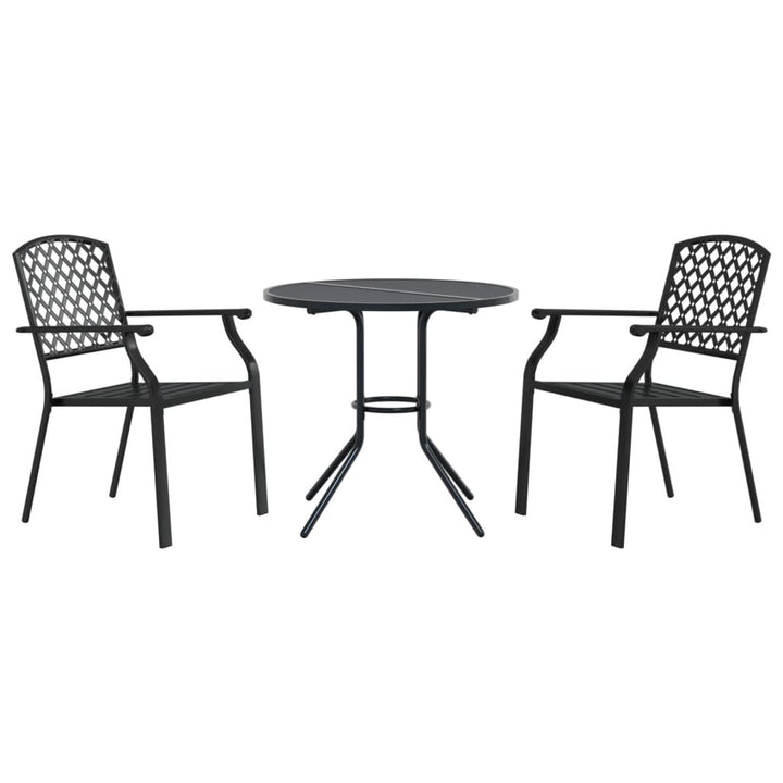Set Scaune De Grădină Stivuibile, 3 Buc., Antracit, Oțel Vopsit