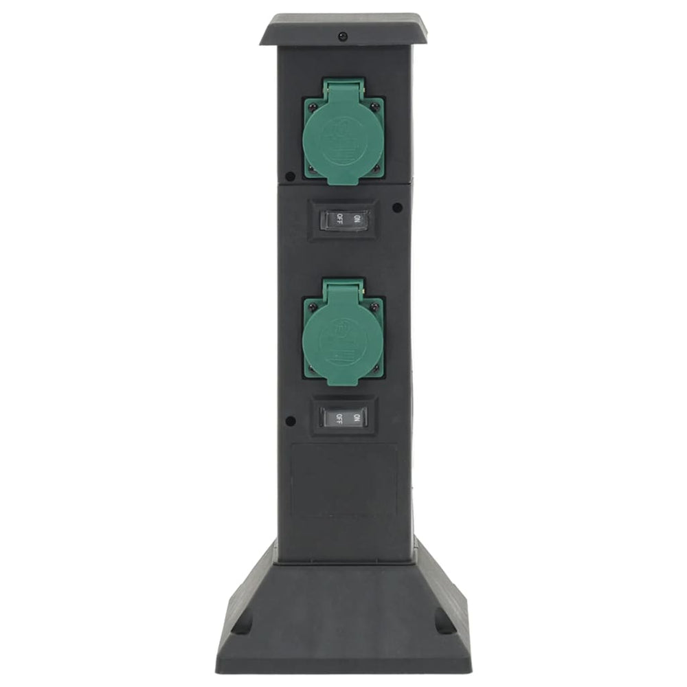 Coloană Priză De Exterior Cu 4 Căi, Negru/Verde, 16X16X39,5 Cm