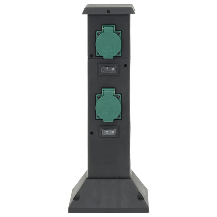 Coloană Priză De Exterior Cu 4 Căi, Negru/Verde, 16X16X39,5 Cm