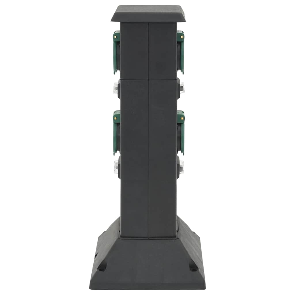 Coloană Priză De Exterior Cu 4 Căi, Negru/Verde, 16X16X39,5 Cm