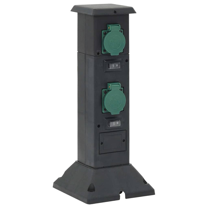 Coloană Priză De Exterior Cu 4 Căi, Negru/Verde, 16X16X39,5 Cm