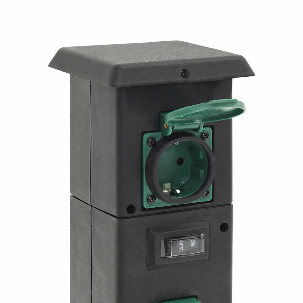 Coloană Priză De Exterior Cu 4 Căi, Negru/Verde, 16X16X39,5 Cm