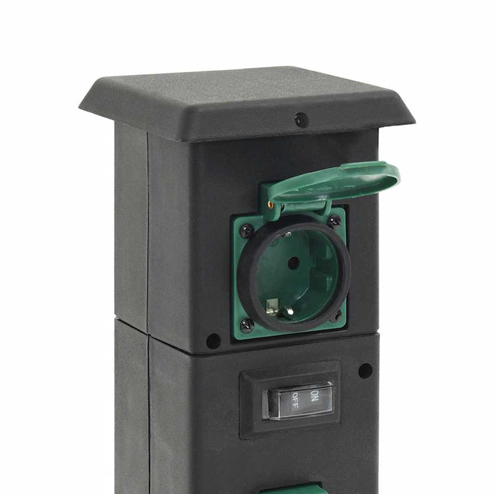 Coloană Priză De Exterior Cu 4 Căi, Negru/Verde, 16X16X39,5 Cm