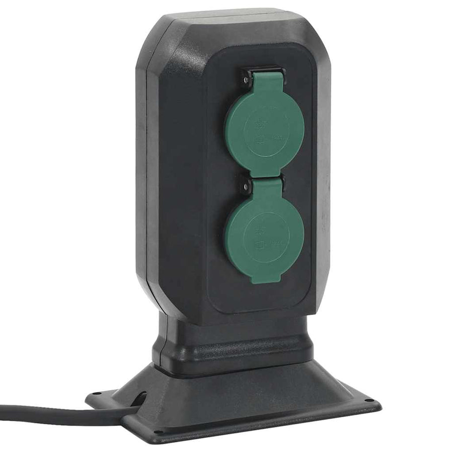 Priză De Exterior Cu Țăruș Și 2 Căi, Negru/Verde, 15,5X11X24 Cm