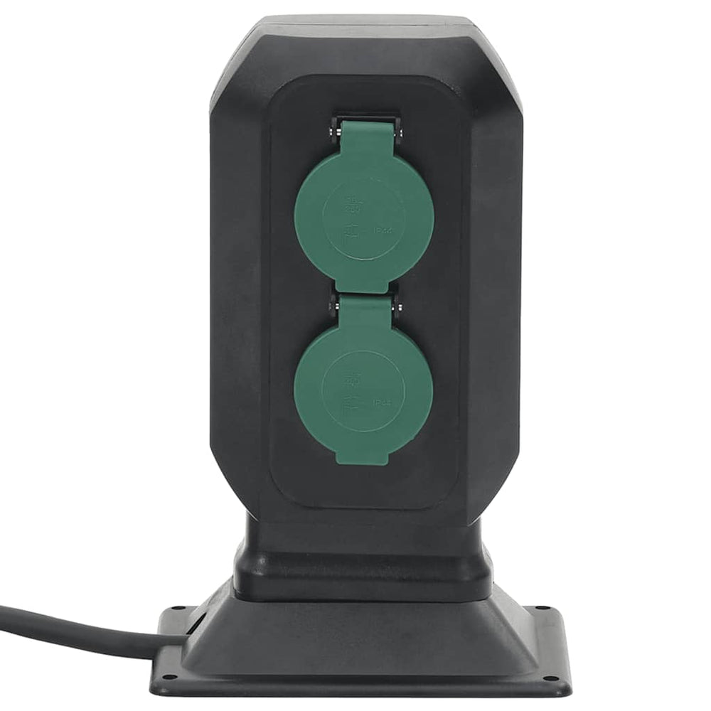 Priză De Exterior Cu Țăruș Și 2 Căi, Negru/Verde, 15,5X11X24 Cm