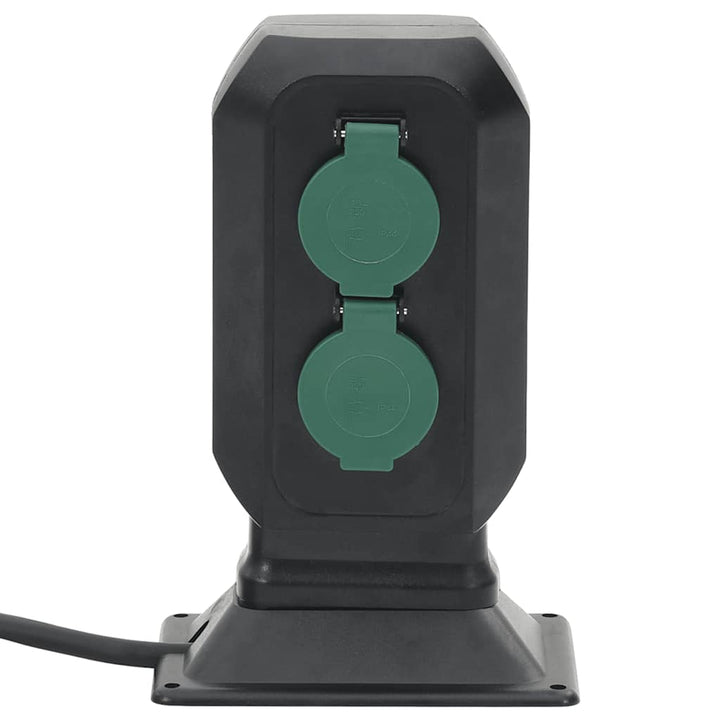 Priză De Exterior Cu Țăruș Și 2 Căi, Negru/Verde, 15,5X11X24 Cm
