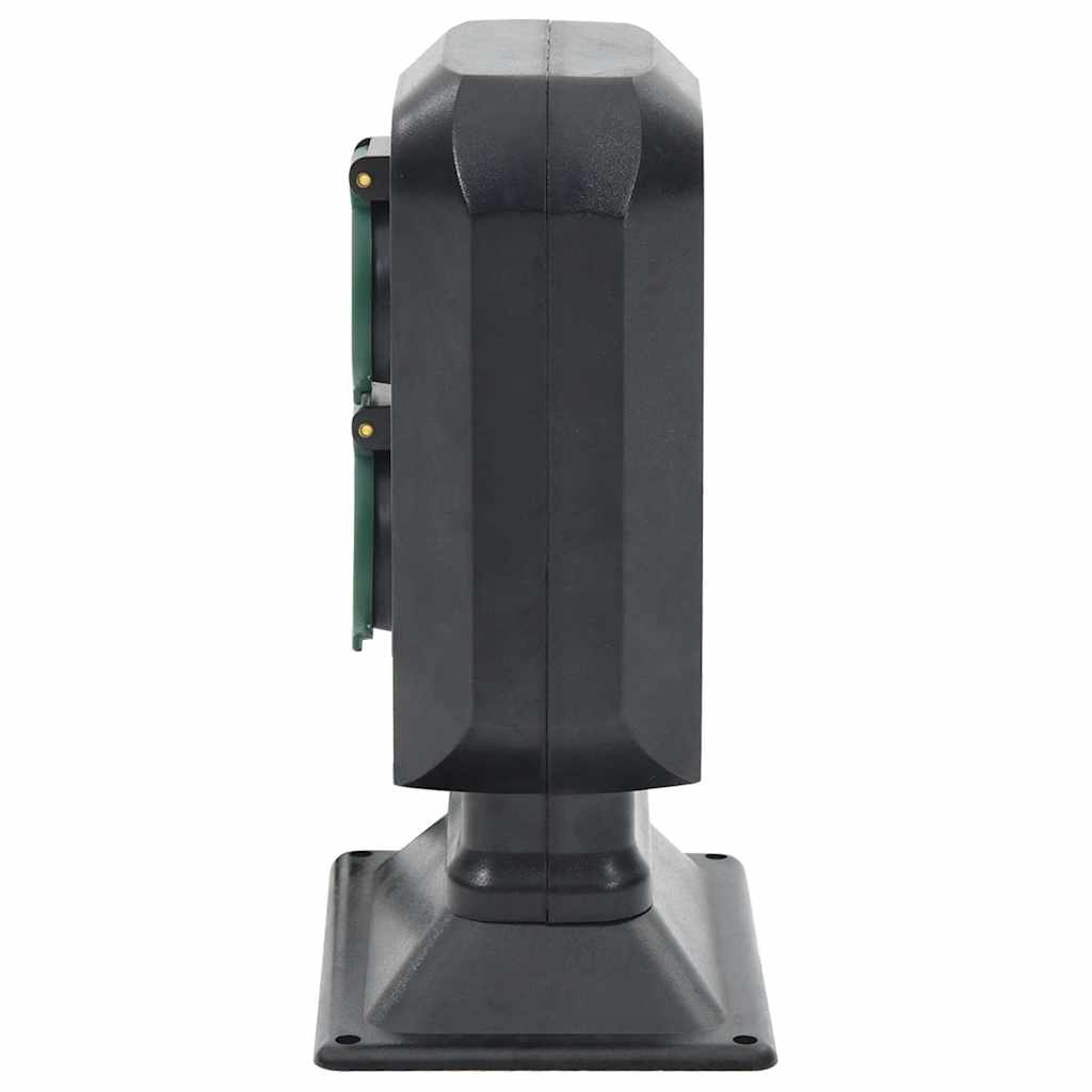 Priză De Exterior Cu Țăruș Și 2 Căi, Negru/Verde, 15,5X11X24 Cm