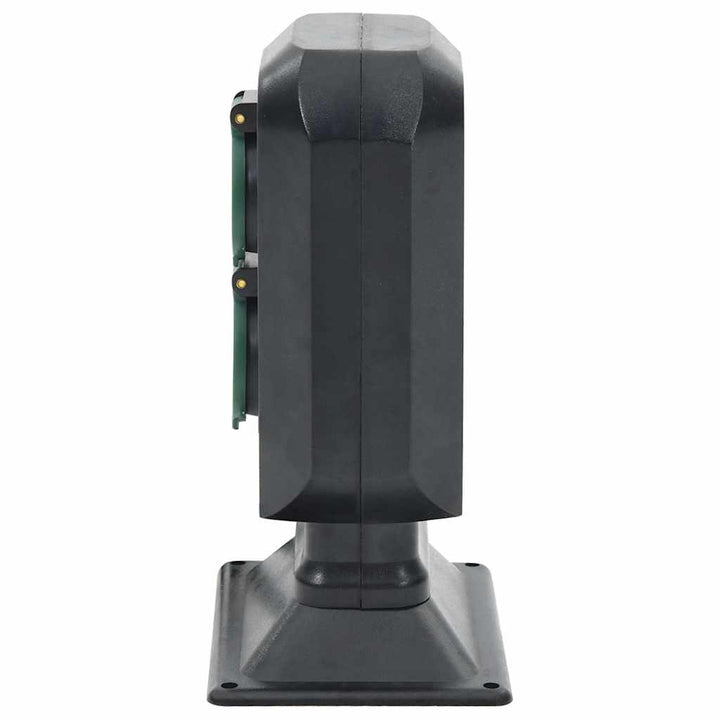 Priză De Exterior Cu Țăruș Și 2 Căi, Negru/Verde, 15,5X11X24 Cm
