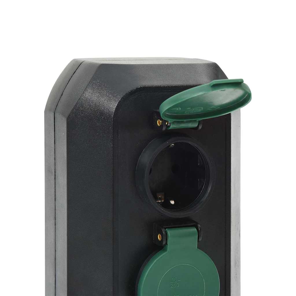 Priză De Exterior Cu Țăruș Și 2 Căi, Negru/Verde, 15,5X11X24 Cm