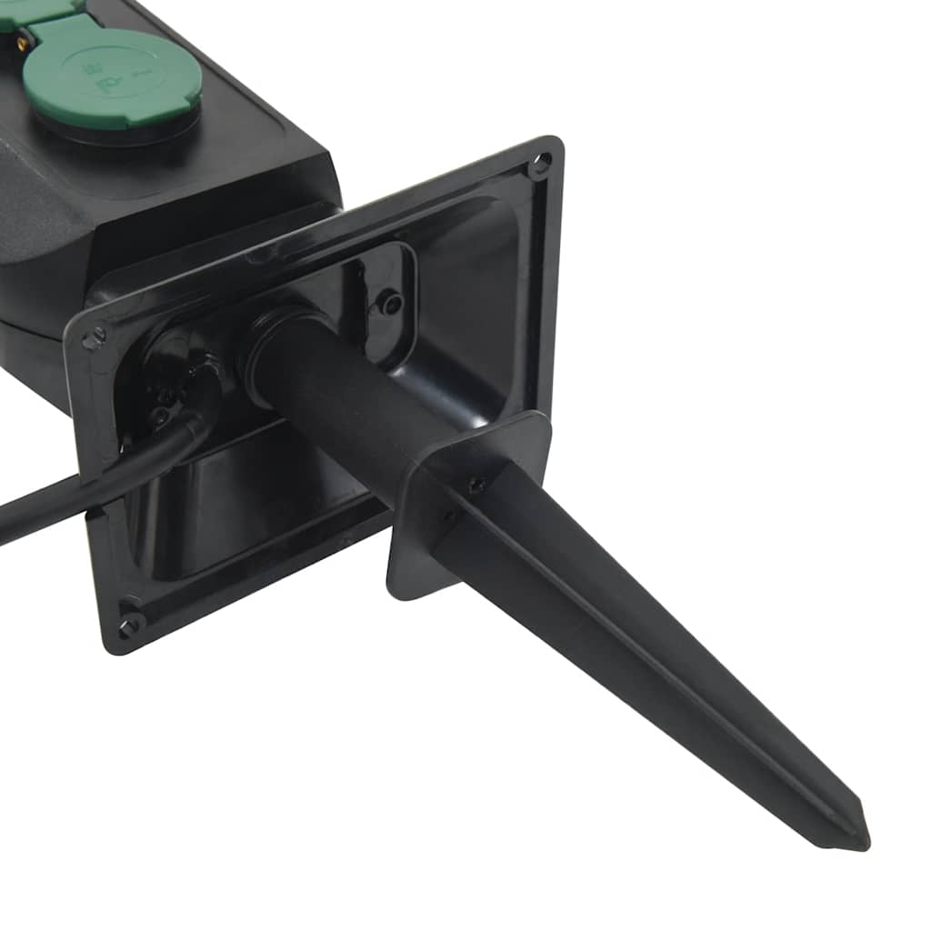 Priză De Exterior Cu Țăruș Și 2 Căi, Negru/Verde, 15,5X11X24 Cm