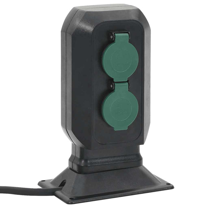 Priză De Exterior Cu Țăruș Și 2 Căi, Negru/Verde, 15,5X11X24 Cm