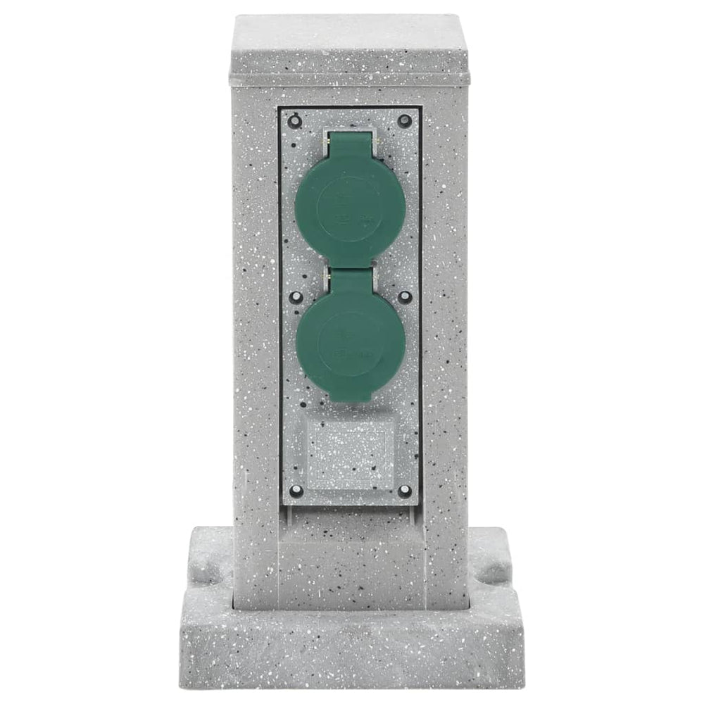Priză De Exterior Cu Țăruș Și 4 Căi, Gri Piatră, 16X16X29,5 Cm