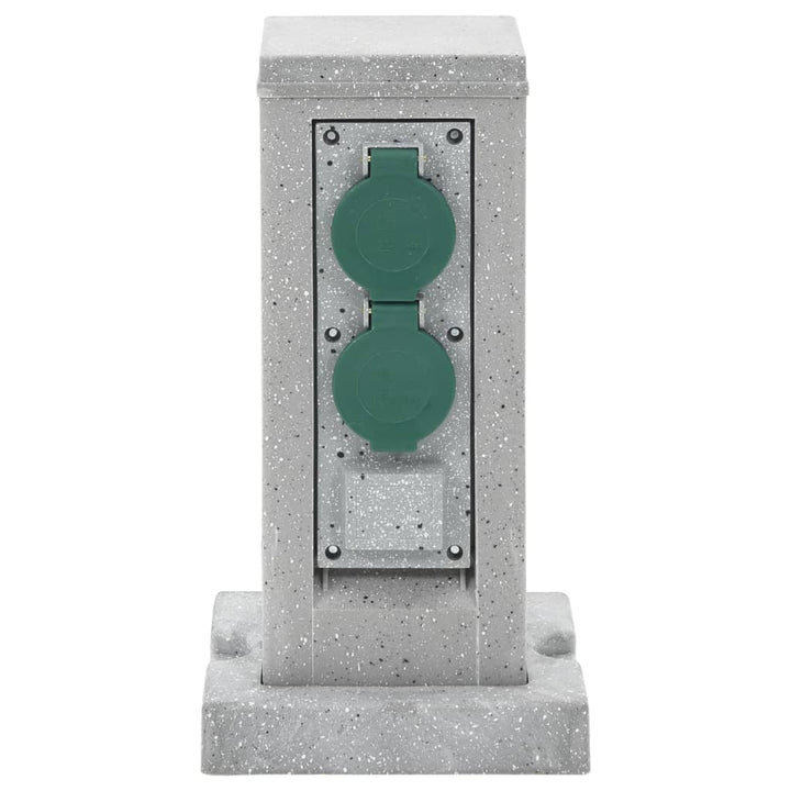 Priză De Exterior Cu Țăruș Și 4 Căi, Gri Piatră, 16X16X29,5 Cm