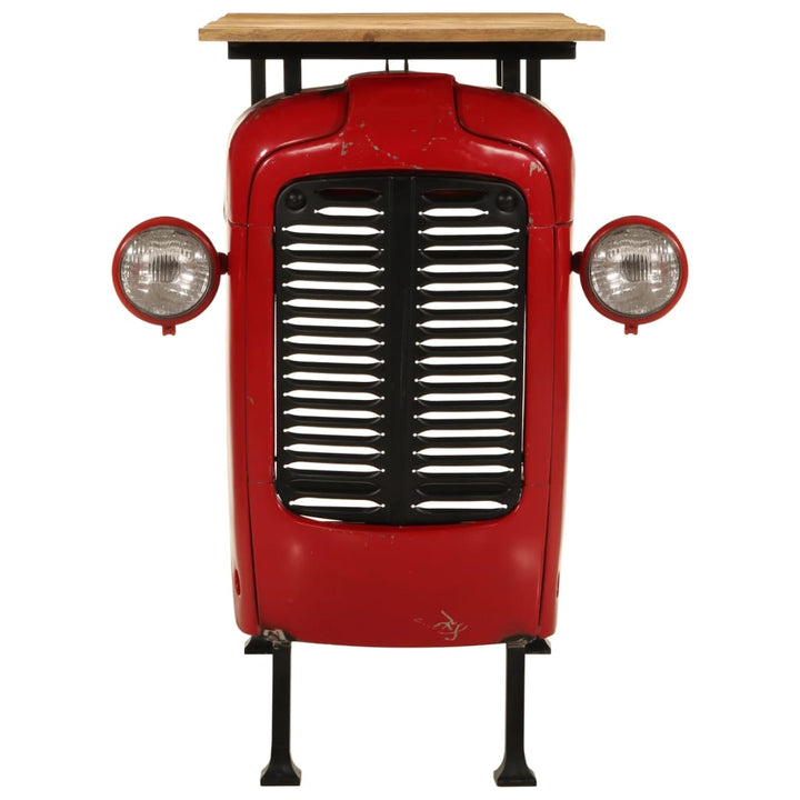 Masă Bar Stil Tractor Roșu/Maro Lemn Masiv Mango