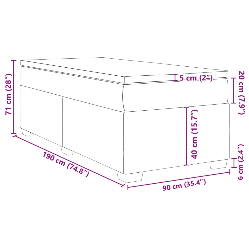 Pat Box Spring Cu Saltea, , 90X190 Cm, Textil