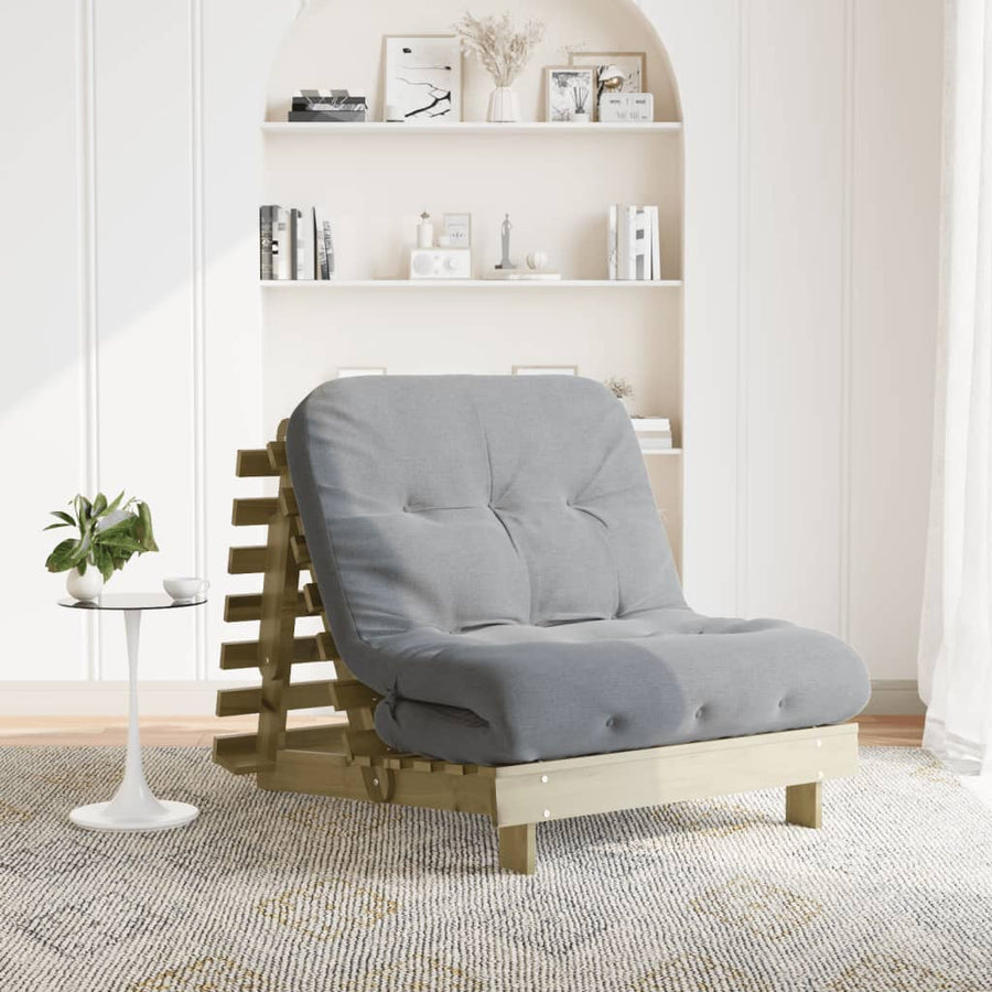 Canapea Futon Cu Saltea, , Lemn De Pin Tratat