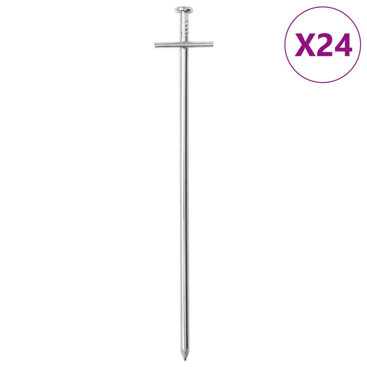 Țăruși De Cort, 24 Buc., 29,5 Cm, Ø6 Mm, Oțel Galvanizat