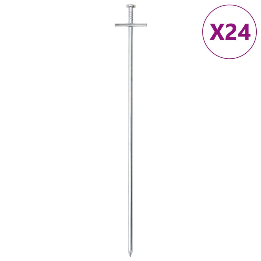 Țăruși De Cort, 24 Buc., 29,5 Cm, Ø6 Mm, Oțel Galvanizat