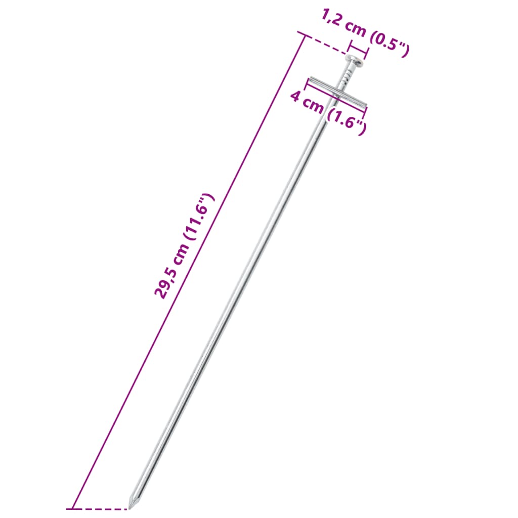 Țăruși De Cort, 24 Buc., 29,5 Cm, Ø6 Mm, Oțel Galvanizat