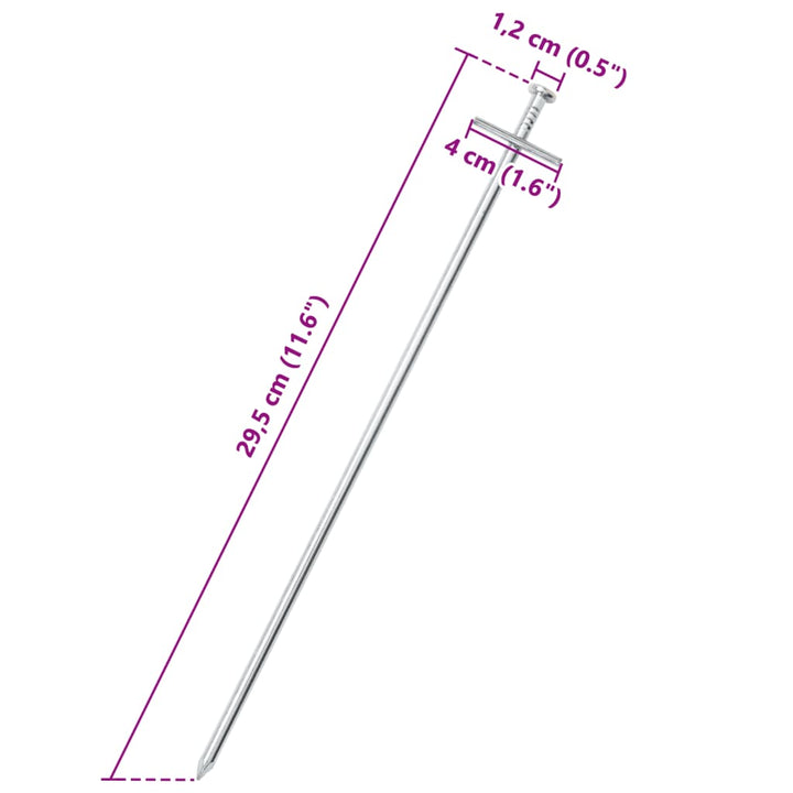 Țăruși De Cort, 24 Buc., 29,5 Cm, Ø6 Mm, Oțel Galvanizat
