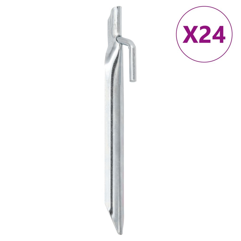 Țăruși De Cort 24 Buc. Formă V 29,5 Cm Ø20 Mm Oțel Galvanizat