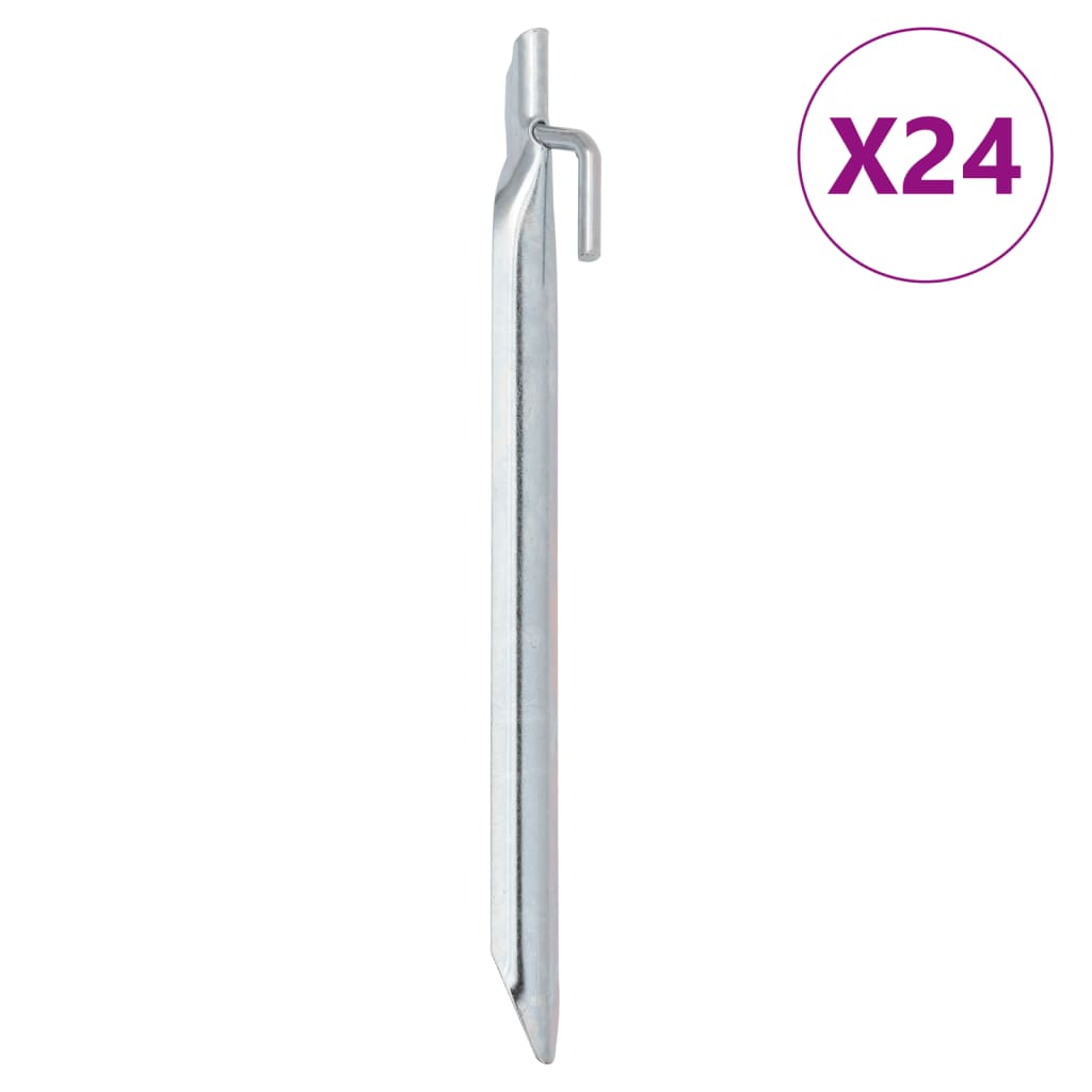 Țăruși De Cort 24 Buc. Formă V 29,5 Cm Ø20 Mm Oțel Galvanizat