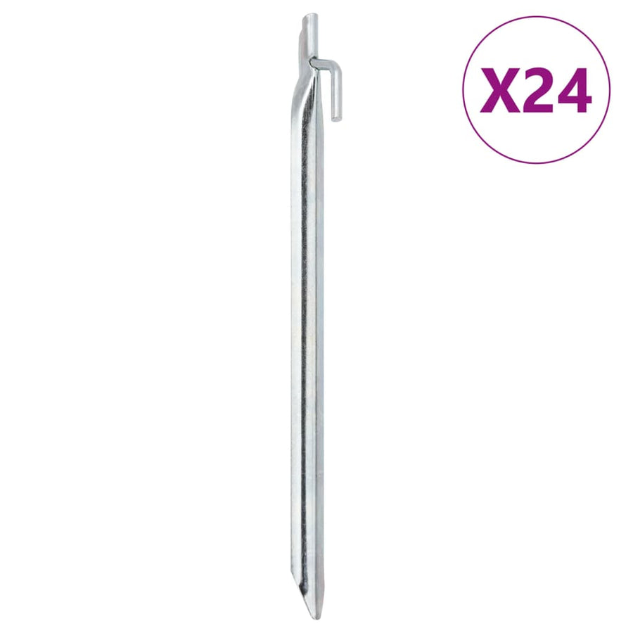 Țăruși De Cort 24 Buc. Formă V 29,5 Cm Ø20 Mm Oțel Galvanizat