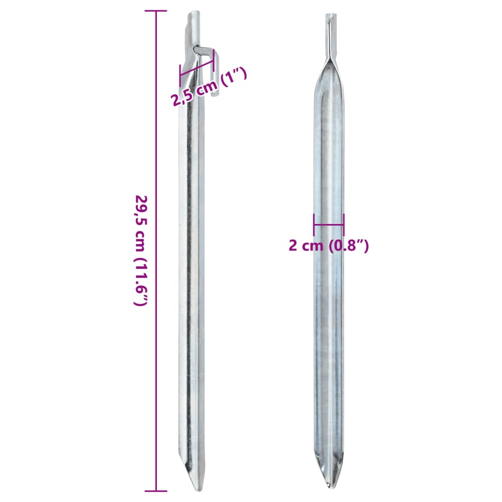 Țăruși De Cort 24 Buc. Formă V 29,5 Cm Ø20 Mm Oțel Galvanizat