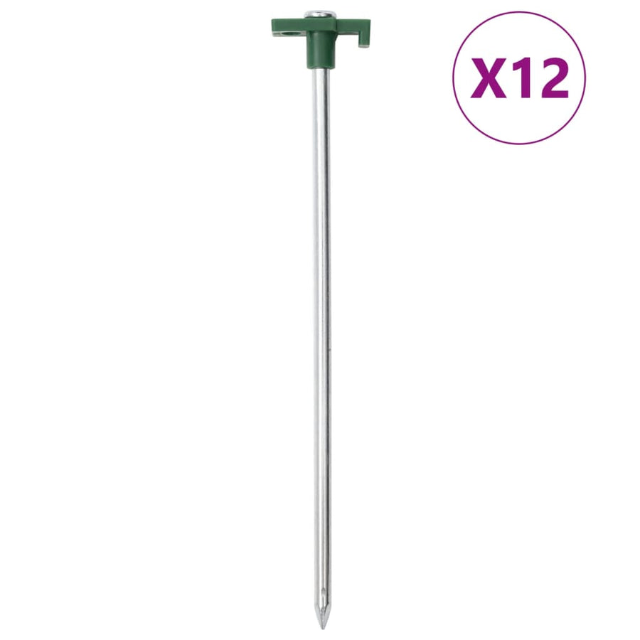 Țăruși De Cort, 12 Buc., 25 Cm, 7 Mm, Oțel Galvanizat Și Pp