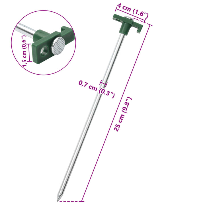 Țăruși De Cort, 12 Buc., 25 Cm, 7 Mm, Oțel Galvanizat Și Pp