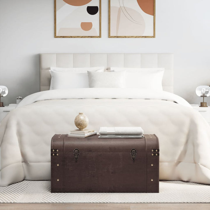 Cufăr De Comori Cu Zăvoare Maro Închis 79,5X39,5X39,5 Cm Placaj