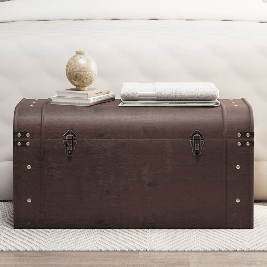 Cufăr De Comori Cu Zăvoare Maro Închis 79,5X39,5X39,5 Cm Placaj