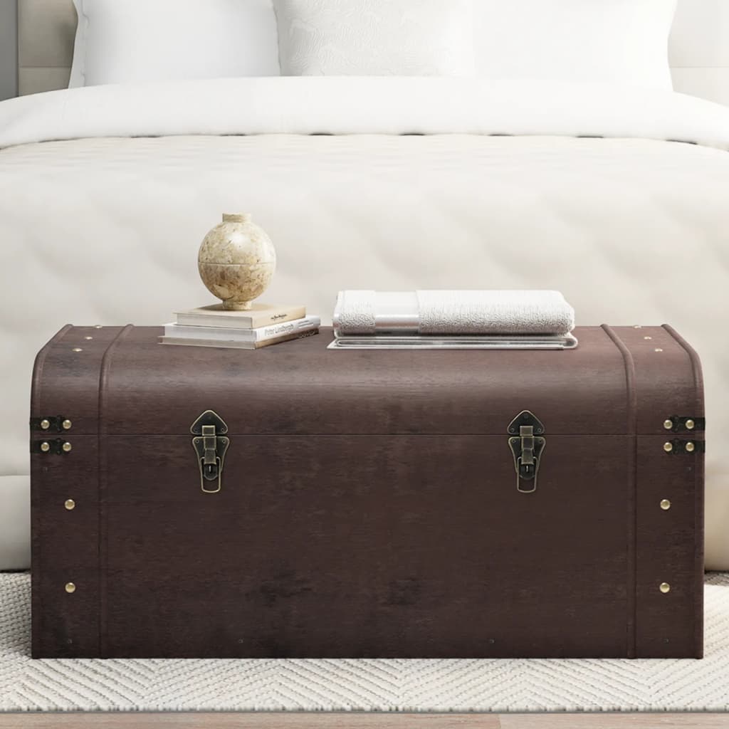 Cufăr De Comori Cu Zăvoare Maro Închis 79,5X39,5X39,5 Cm Placaj
