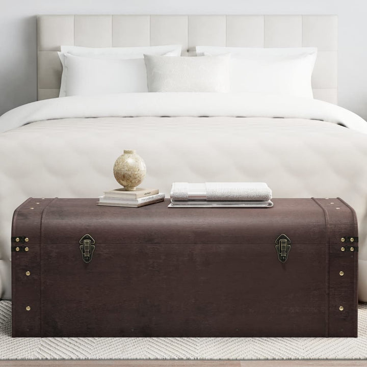 Cufăr De Comori Cu Zăvoare Maro Închis 79,5X39,5X39,5 Cm Placaj