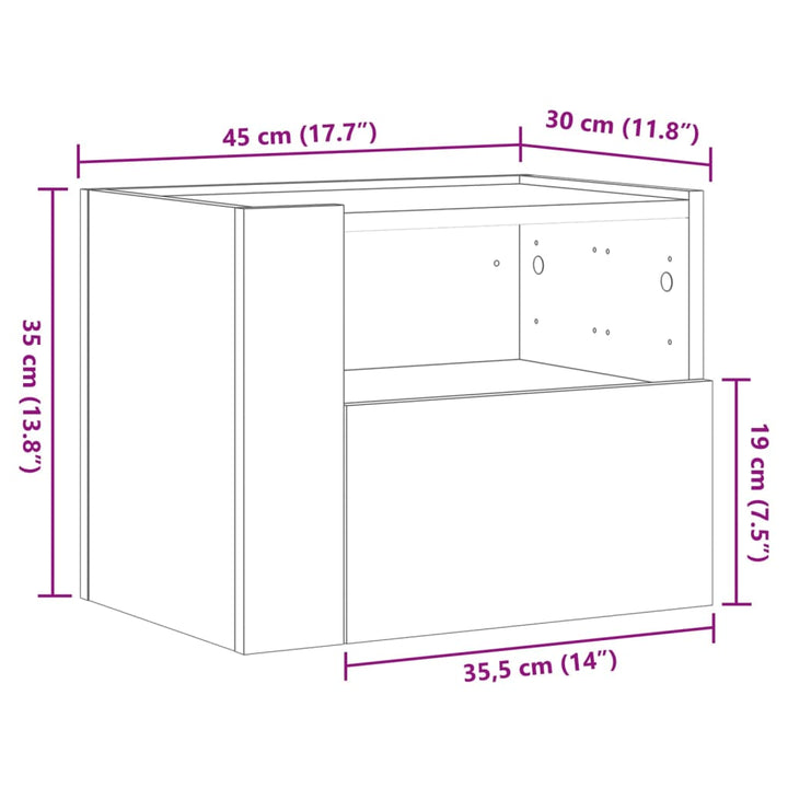 Noptiere De Perete, 2 Buc., , 45X30X35 Cm