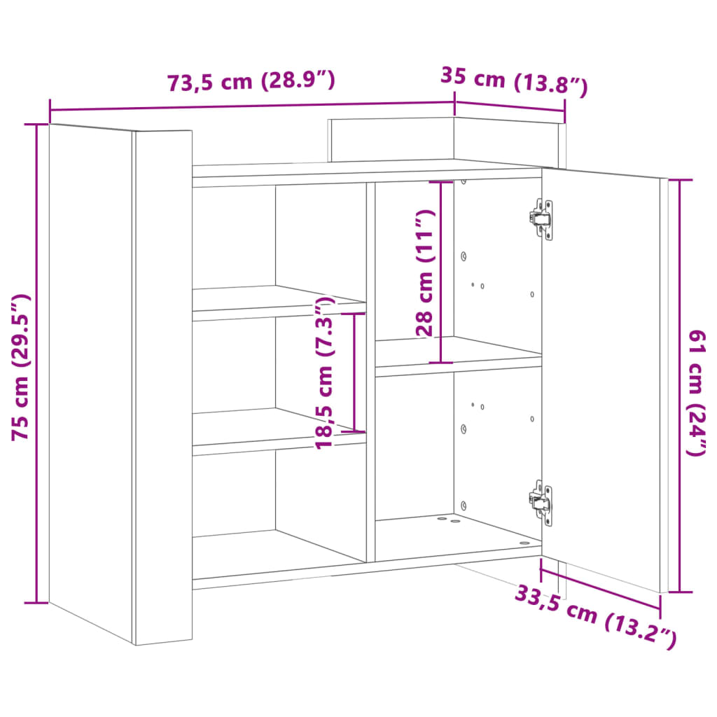Dulap, , 73,5X35X75 Cm, Lemn Prelucrat