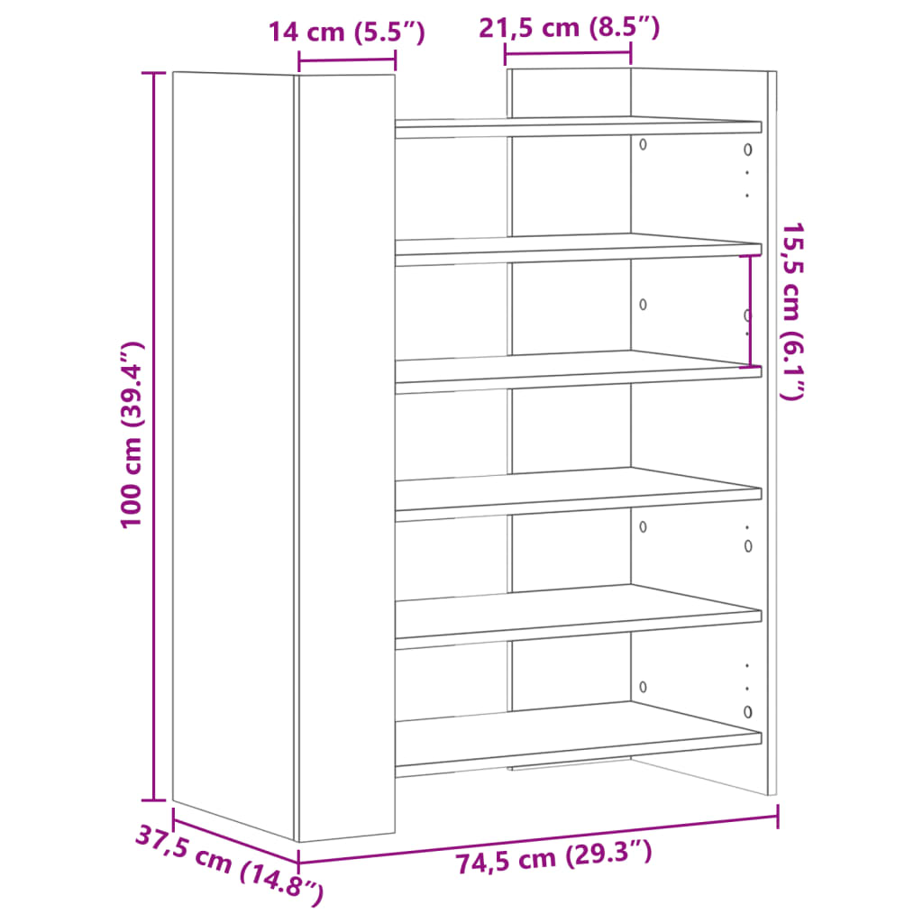 Pantofar, , 74,5X37,5X100 Cm, Lemn Prelucrat
