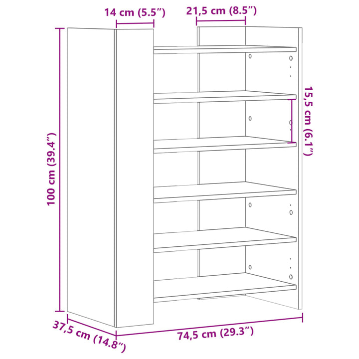 Pantofar, , 74,5X37,5X100 Cm, Lemn Prelucrat